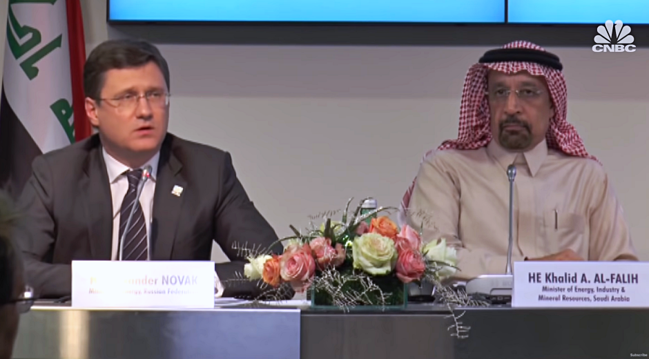 Predstavnici Rusije i Saudijske Arabije na jednom od sastanaka OPEC-a i saveznika/Screenshot: CNBC International